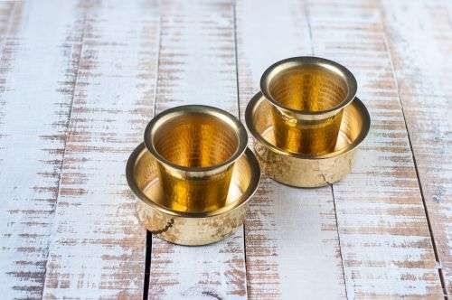 Brass Coffee Filter Large and Davara Tumbler Combo - Image 3