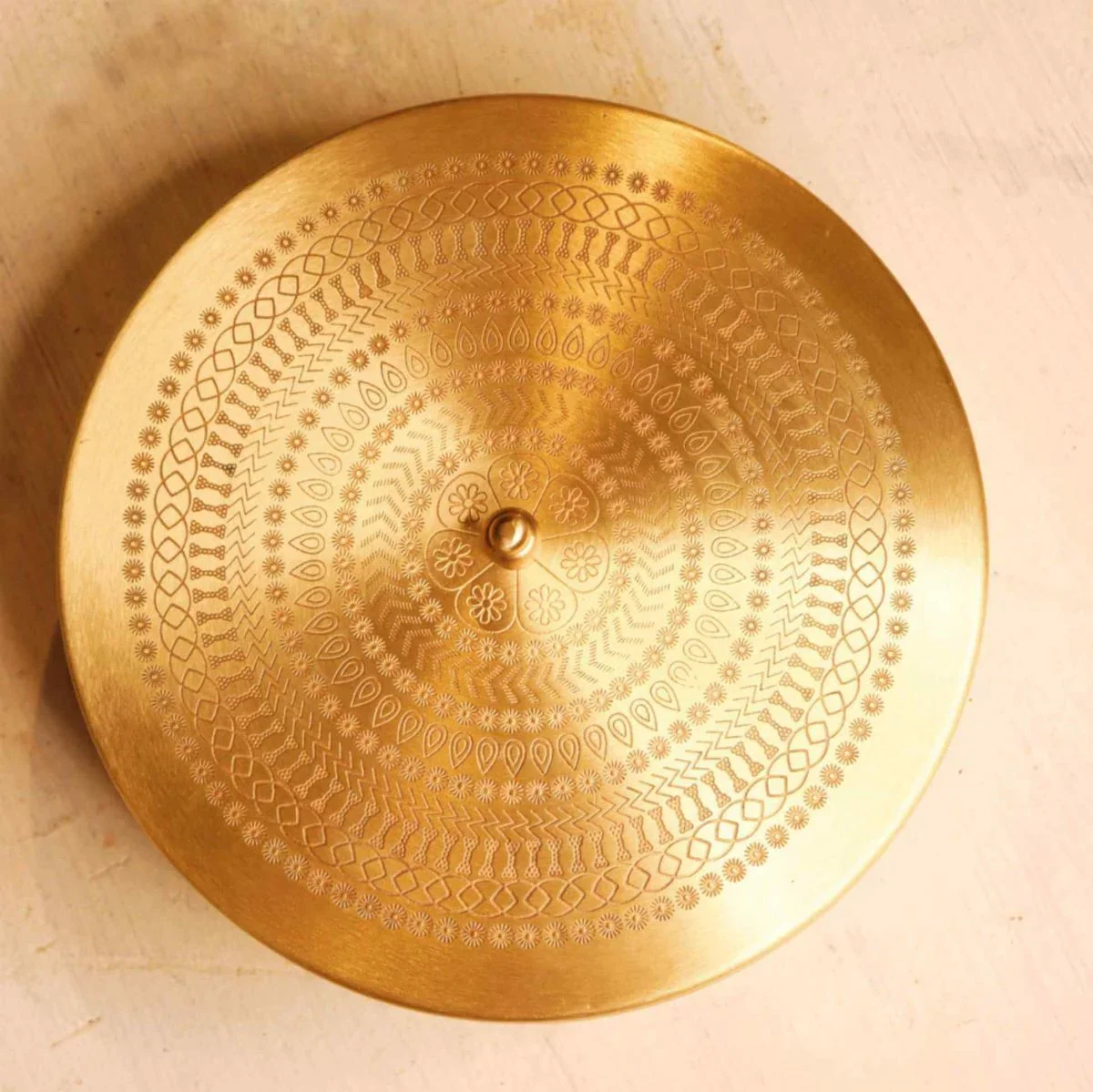 Brass Roti Chapati Box Mandala Art design with Tong - Image 8