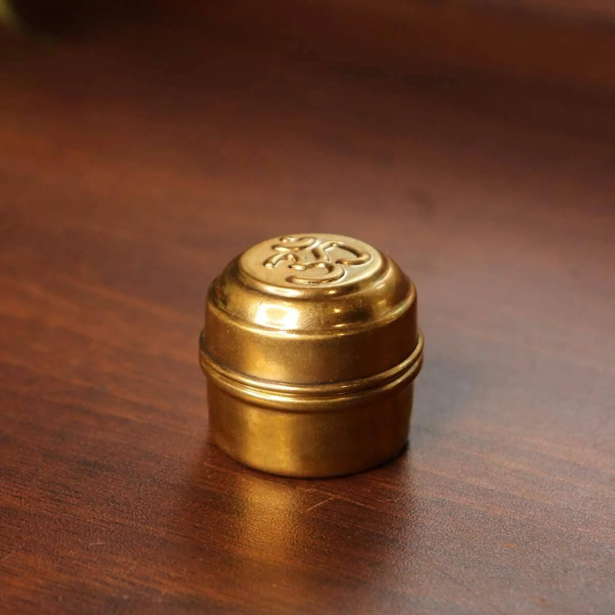Brass Sindoor Dibbi OM-Set of 4 | Kumkum Box | Sindoor Dani for Festival gifts - Image 3