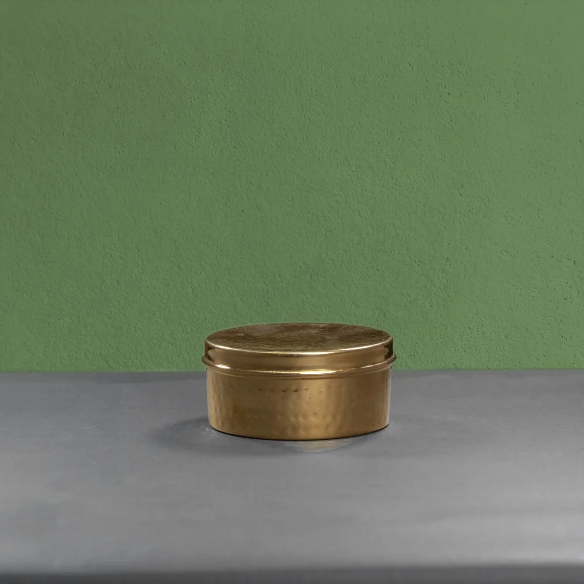 Brass Storage Dabba Hammered Container