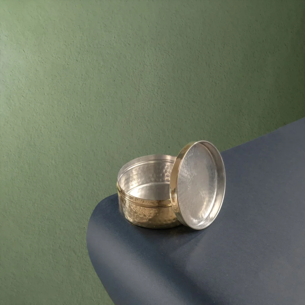 Brass Storage Dabba Hammered Container - Image 2