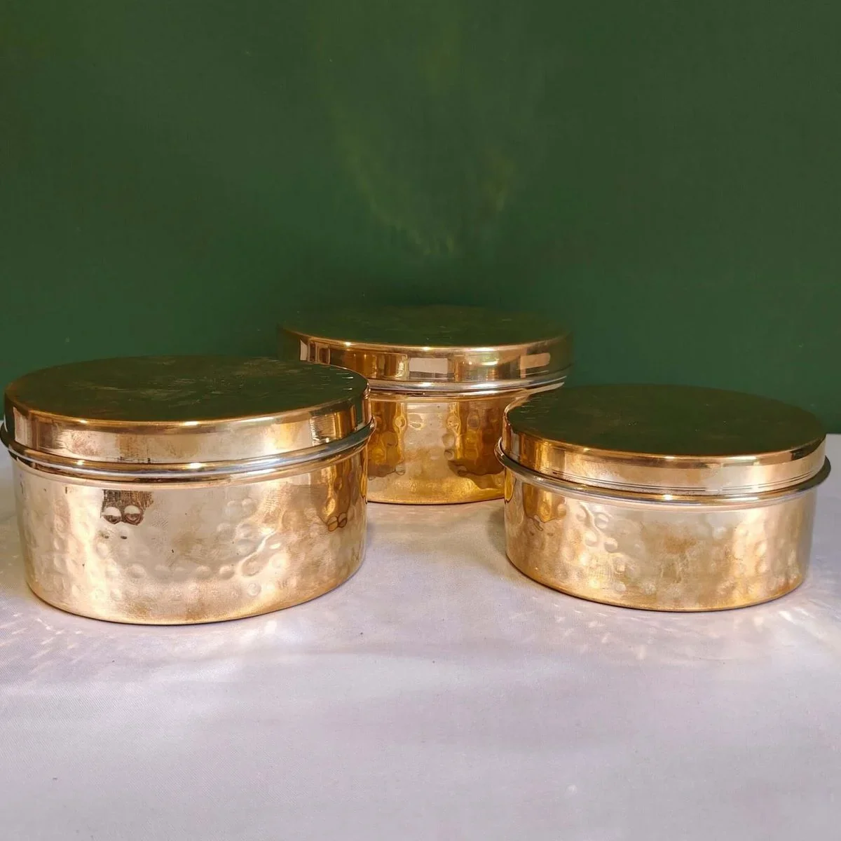 Brass Storage Dabba Hammered Container - Image 5