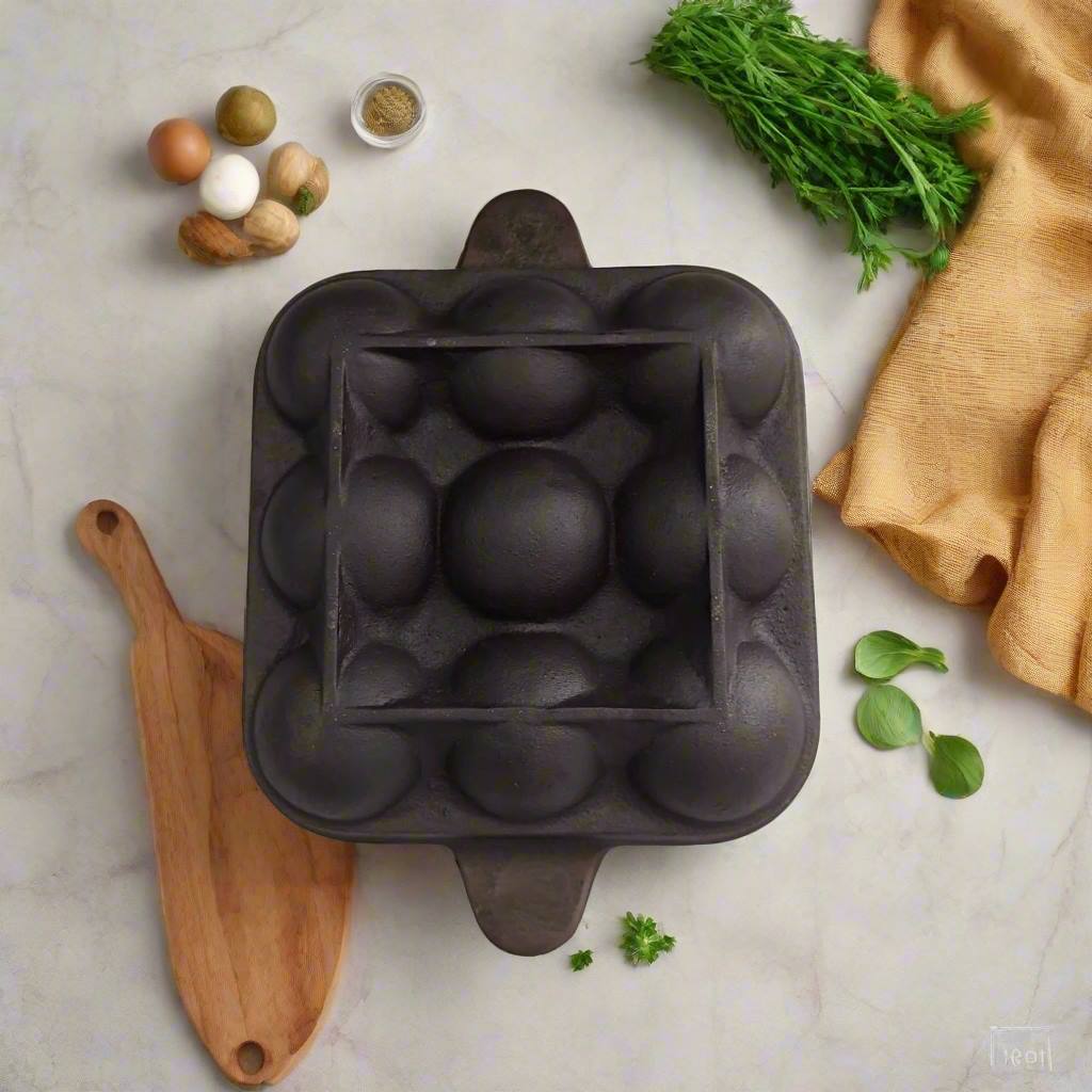 Cast Iron Square Paniyaram Pan – 9 Pits | Paniyarakal for Paddu - Image 3