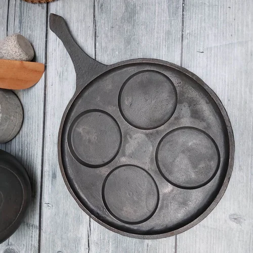 Cast Iron Mini Uthappam Pan - 4 Cavities - Image 4