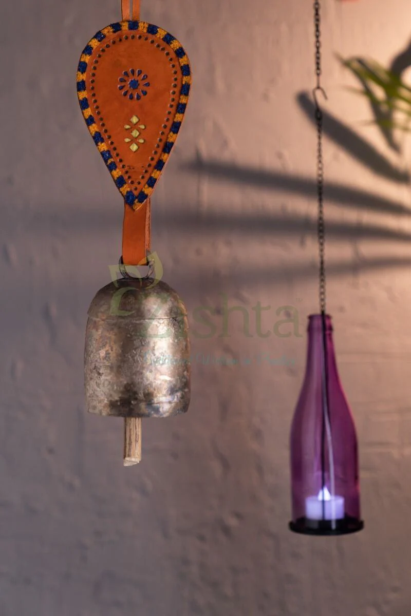 Copper Coated Iron Chimes-Bell with Leather (Orange) - Image 2