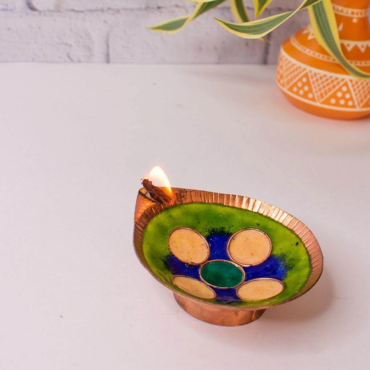 Copper Enamel Diya - Image 2