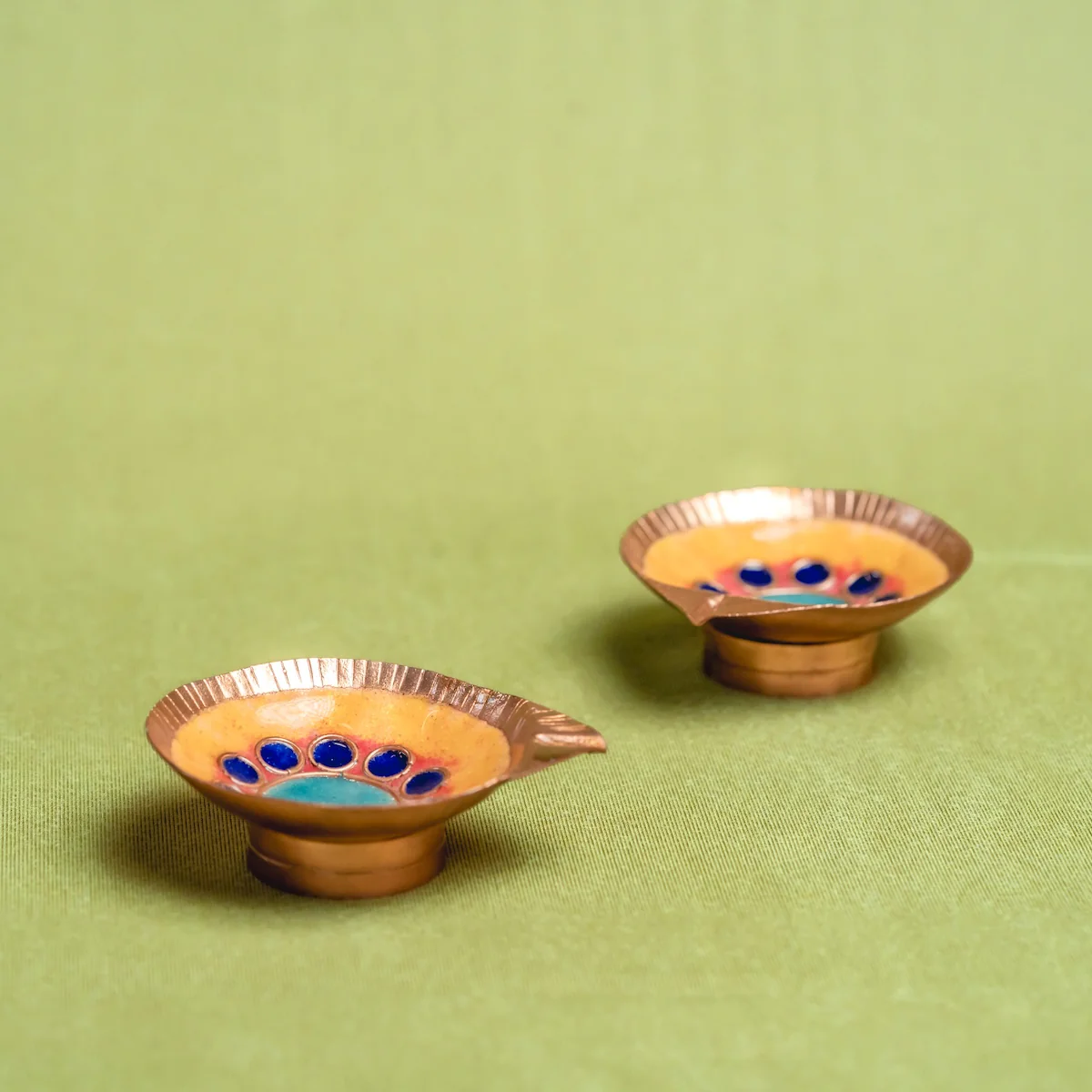 Copper Enamel Diya (Set Of 4) - Image 3