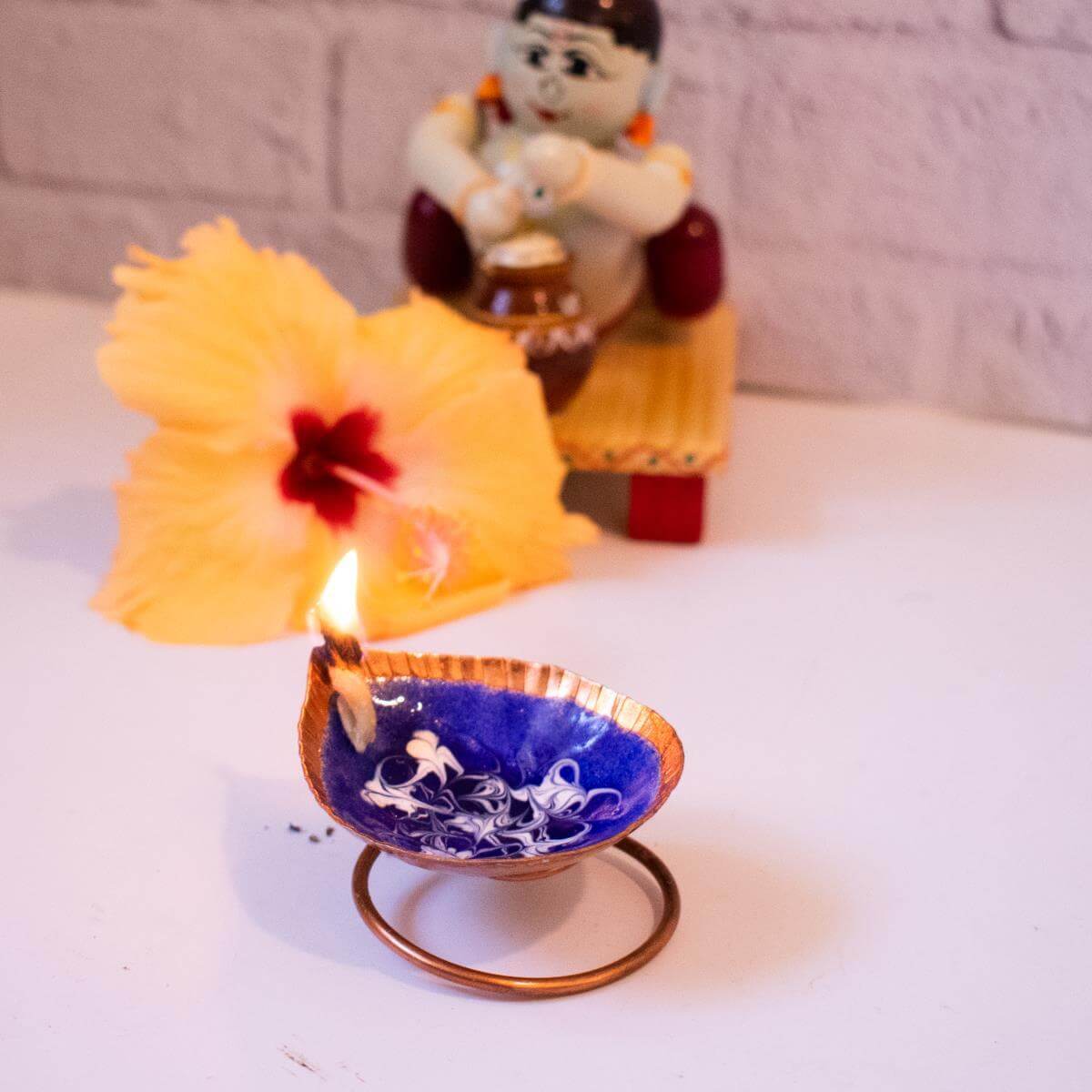 Copper Enamel Spring Diya - Image 3