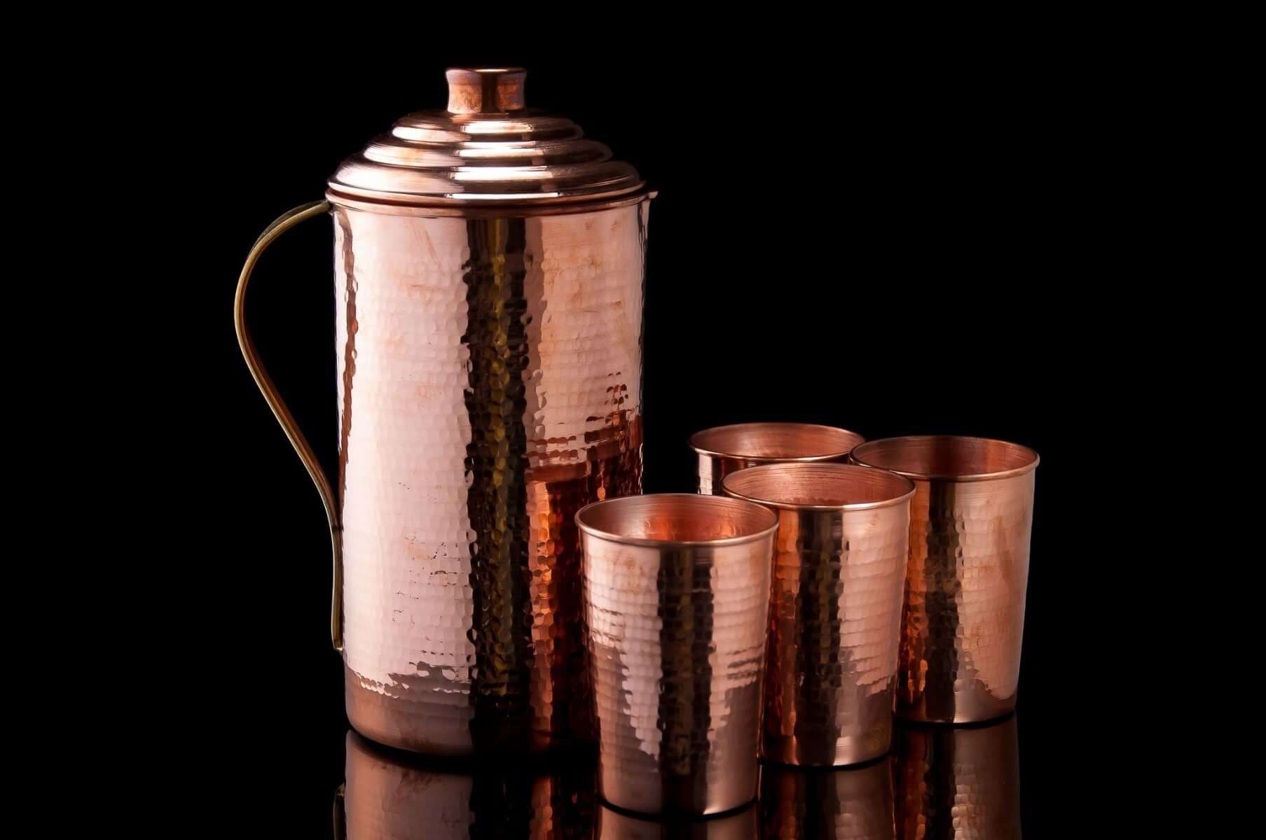 Copper Water Jug and Tumbler: Set of 1 copper jug and 4 copper glasses - Image 5