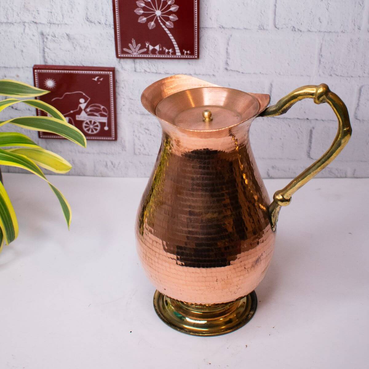 Copper Water Curved Jug: Traditional Design - Image 4