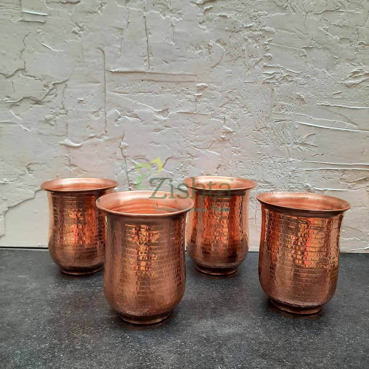 Copper Water Curved Jug: Traditional Design with 4 Glasses - Image 10