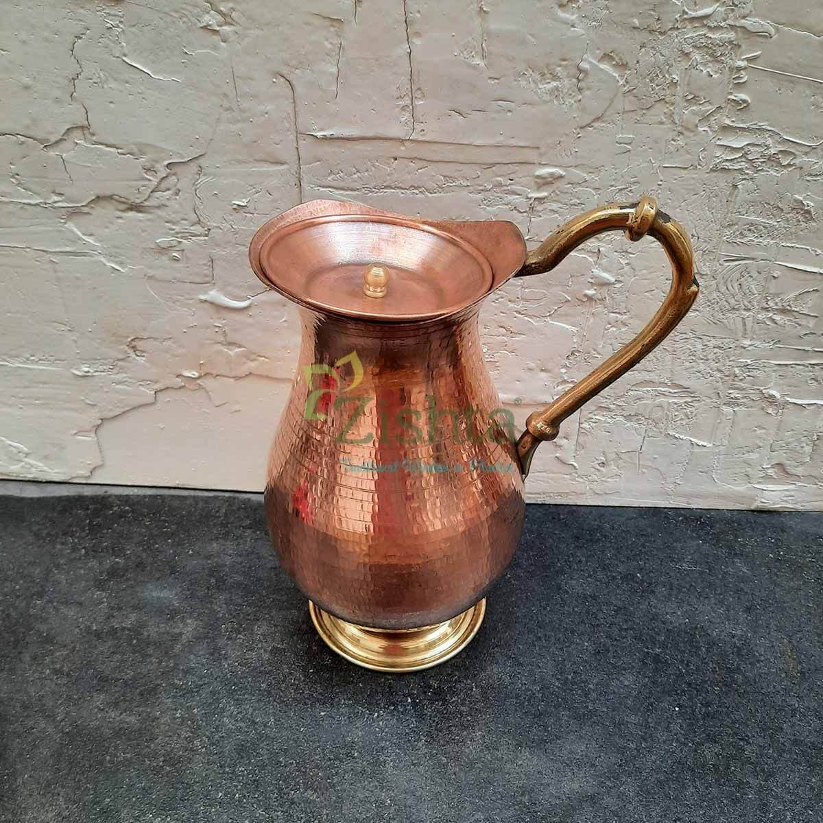 Copper Water Curved Jug: Traditional Design with 4 Glasses - Image 8