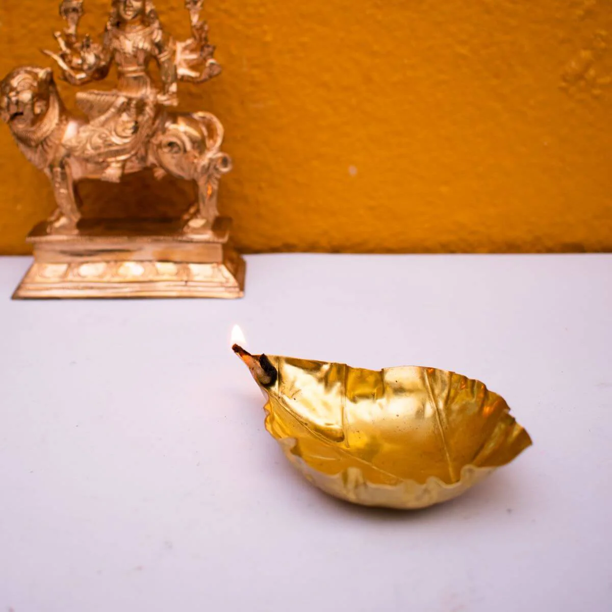 Hand Crafted Brass Floating Peepal Leaf shaped Diyas (Pair of Diyas)