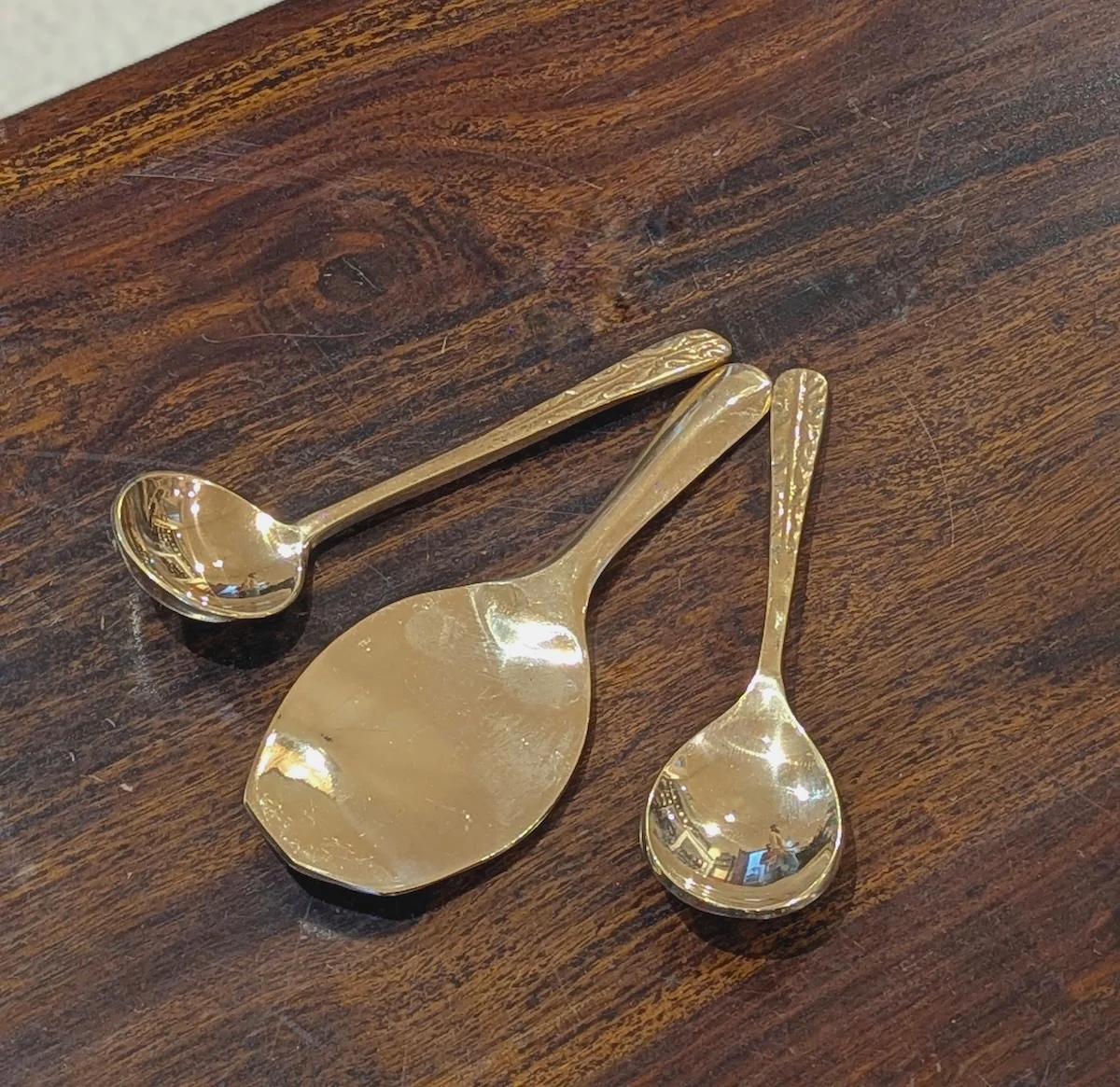 Handcrafted Kansa Serving Ladle Set: Rice, Curry & Dal Set of 3 - Image 2
