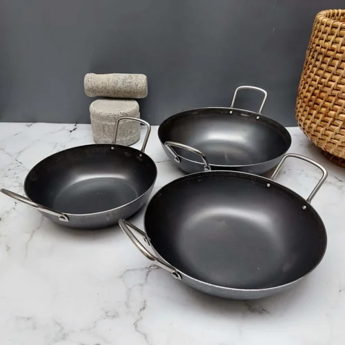 Pure Iron Flat Bottom Kadai - Image 5