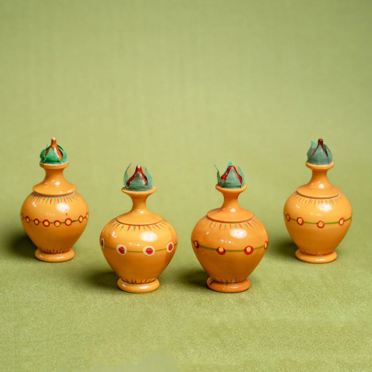 Kalash Set Of 5 | Wooden haldi kumkum dabba for gift
