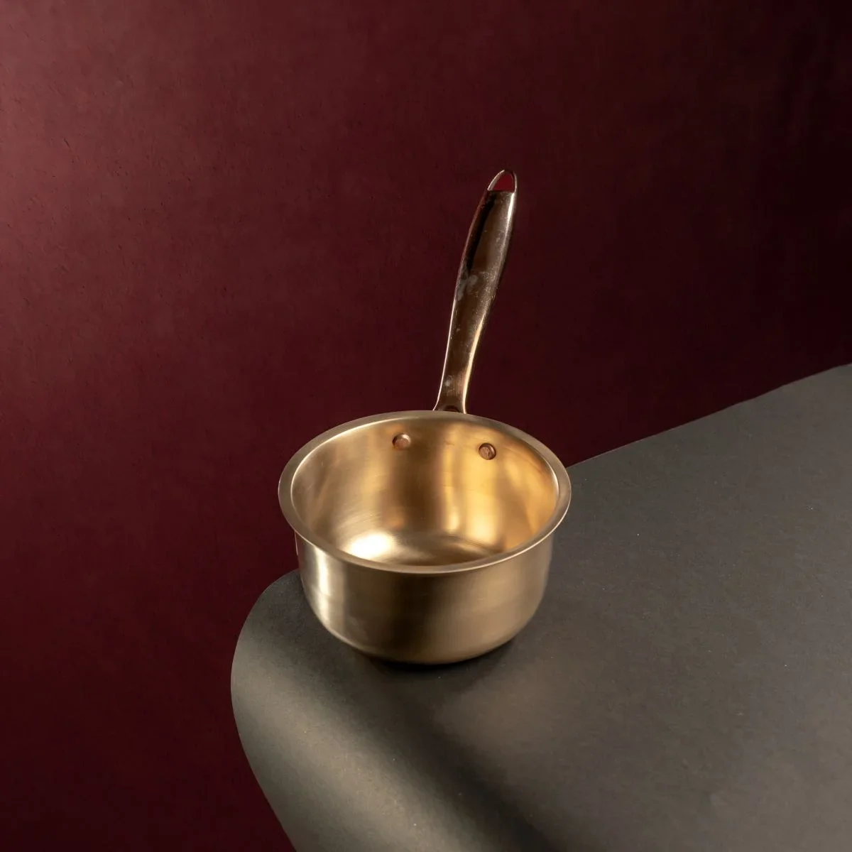 Kansa Tulsi Sauce Pan with Heat Resistant Handle - Image 2