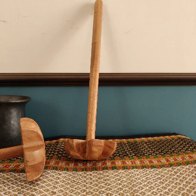 Neem Wood Churner - Single Piece Carved Wood - Image 2