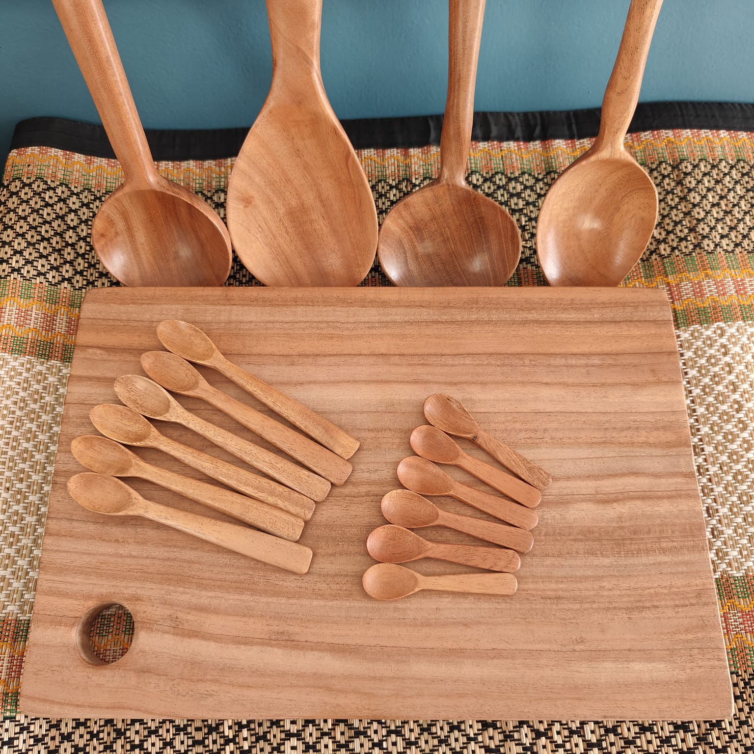 Neem Wood Kitchen Set (Chopping Board, Ladles, Spice & Masala Spoons) - Image 2