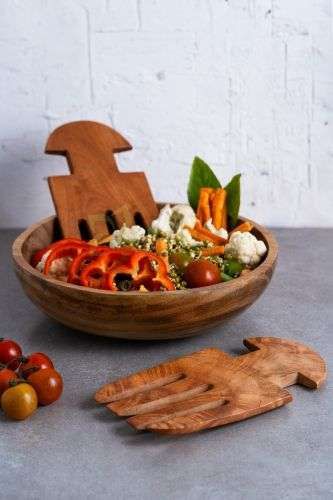 Neem Wood Salad Mixer (Set of 2) - Image 2