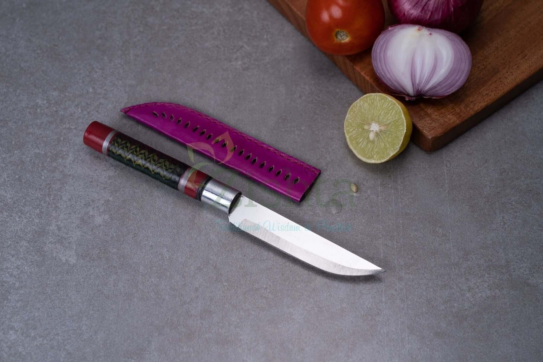 Reha Kitchen Fruit Knife with Lac-turned Wooden Handle - Image 3