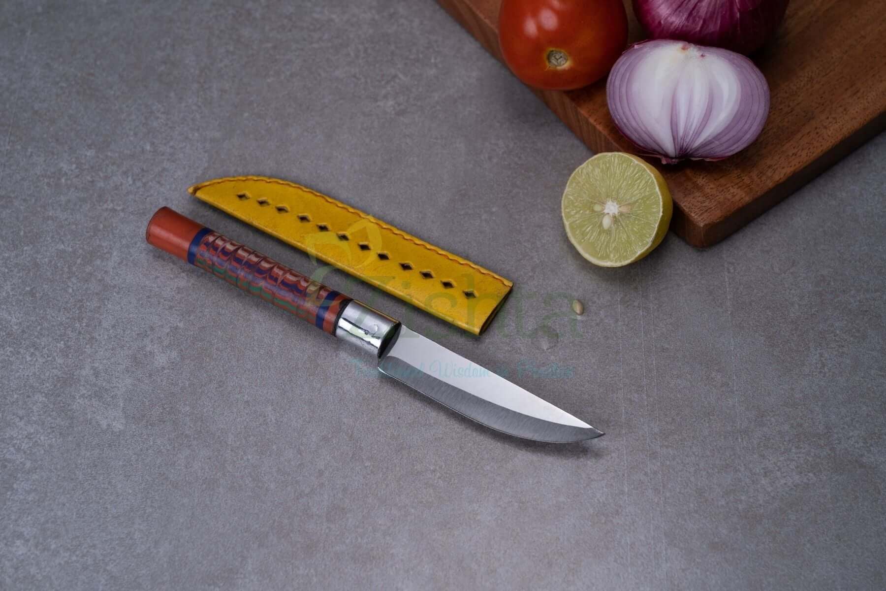 Reha Kitchen Fruit Knife with Lac-turned Wooden Handle - Image 4